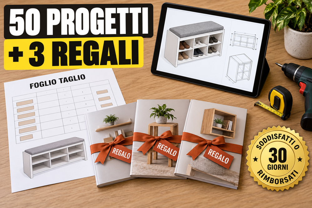 50 progetti più 3 regali: il progetto su tablet, il Foglio Taglio e le guide, soddisfatti o rimborsati