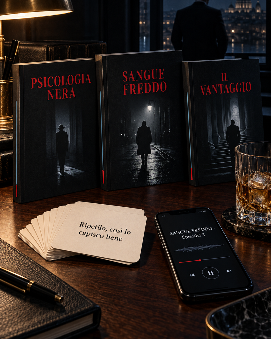 Il kit Sangue Freddo: tre manuali di psicologia nera, le 37 Frasi Scudo e il podcast