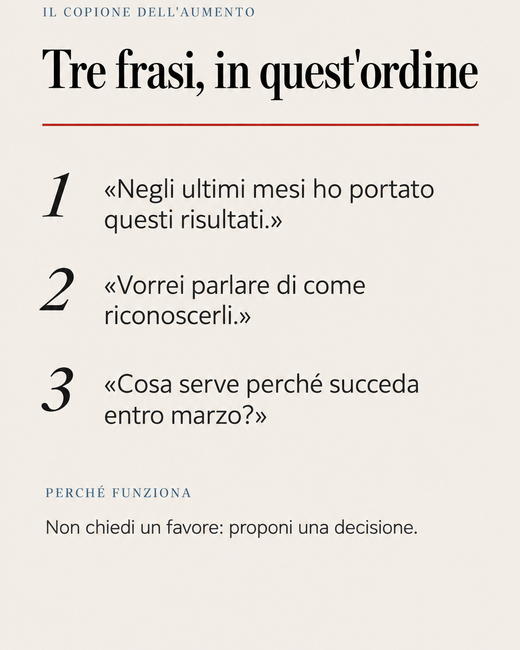 Pagina de Il Vantaggio: il copione dell'aumento